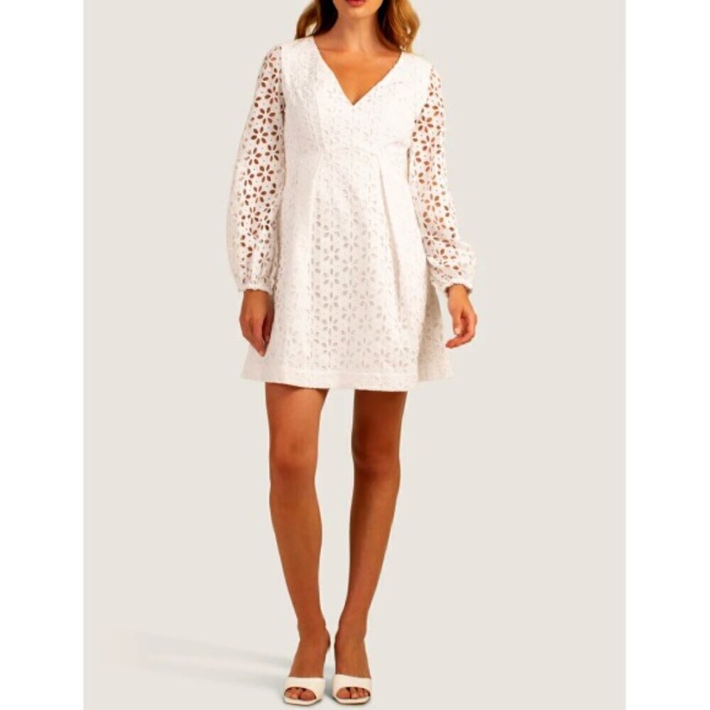Trina Turk 'Grazia' Floral Eyelet Lace Cotton Dress, White